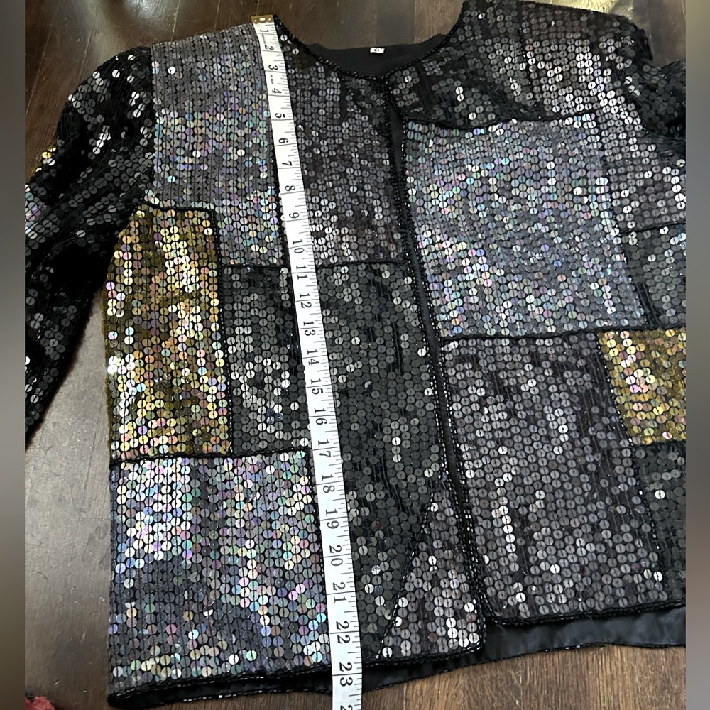 Vintage 80s Sequin Patchwork Jacket Excellent Con… - image 2